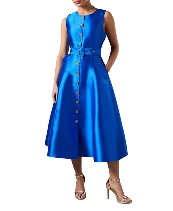 コースト レディース トップス ワンピース Coast Women's Button Through Belted Prom Dress Cobalt コバルト
