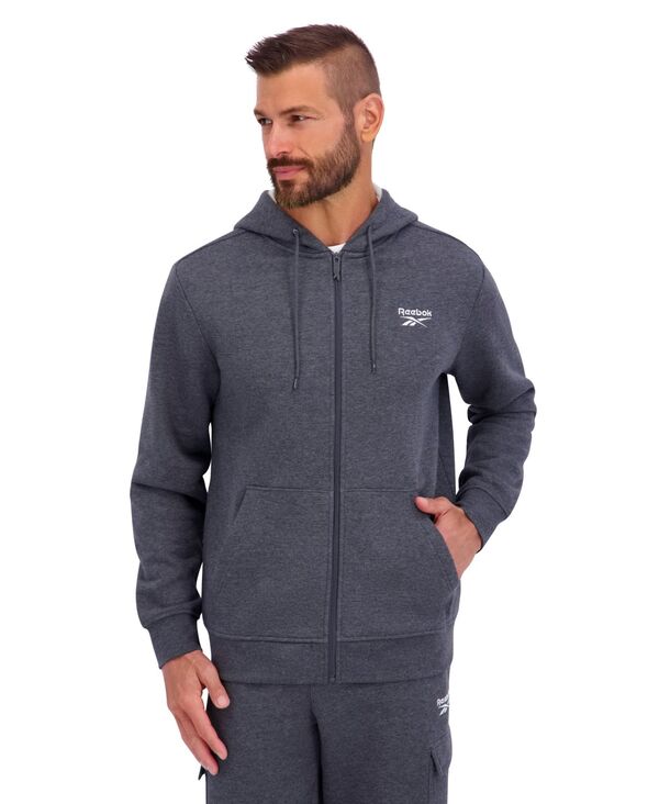 リーボック メンズ アウター パーカー・スウェット フリース パーカー Reebok Men\u0027s Regular Fleece Full- Zip Hoodie Charcoal Heather 暗灰色 トップス-パーカー-メンズファッション