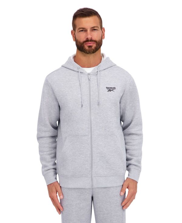 リーボック メンズ アウター パーカー・スウェット フリース パーカー Reebok Men\u0027s Regular Fleece Full- Zip Hoodie Gray Heather 薄墨色 パーカー-メンズファッション-トップス