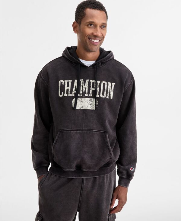 チャンピオン メンズ アウター パーカー・スウェット キャップ ロゴ パーカー グラフィック Champion Men's Time Capsule Logo Graphic Hoodie Black ブラック