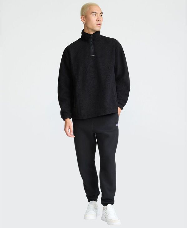チャンピオン メンズ アウター パーカー・スウェット スウェット シャツ 長袖 Champion Men's Quarter-Zip Long-Sleeve Sweatshirt Black ブラック