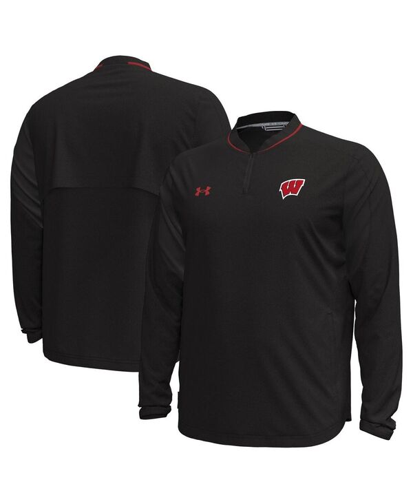 アンダーアーマー レディース アウター ジャケット・ブルゾン ジャケット Under Armour Under Armor Men's Black Wisconsin Badgers Motivate Long Sleeve Quarter-Zip Jacket Black ブラック
