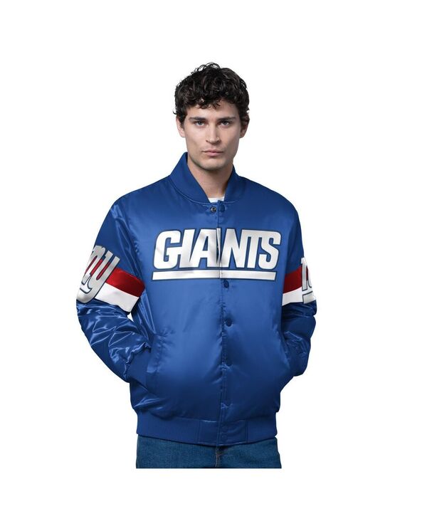 スターター メンズ アウター ジャケット・ブルゾン ヴィンテージ サテン ロゴ ジャケット Starter Men's Royal New York Giants Triple Option Satin Varsity Vintage Logo Full-Snap Jacket Royal