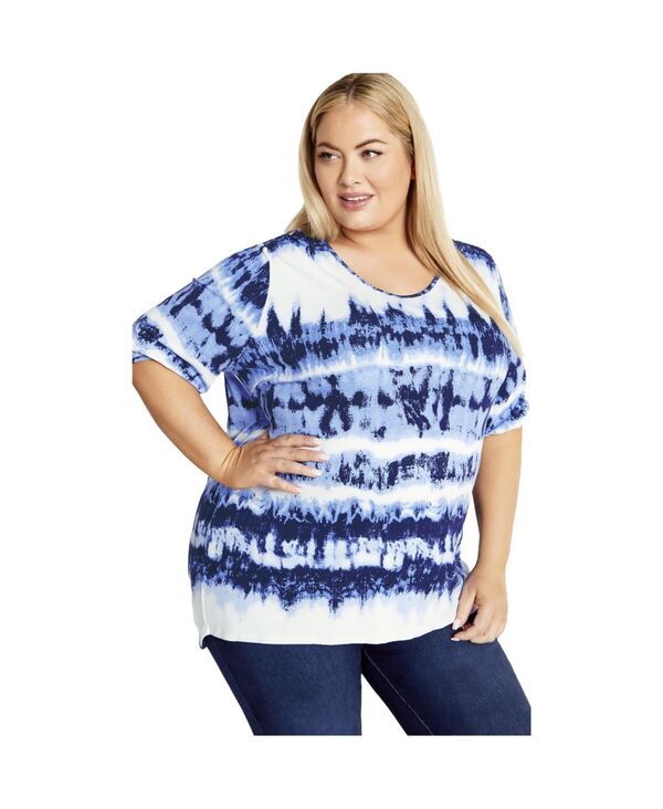 アベニュー レディース トップス シャツ プリント AVENUE Women's Leila Print Top Blues tie dye