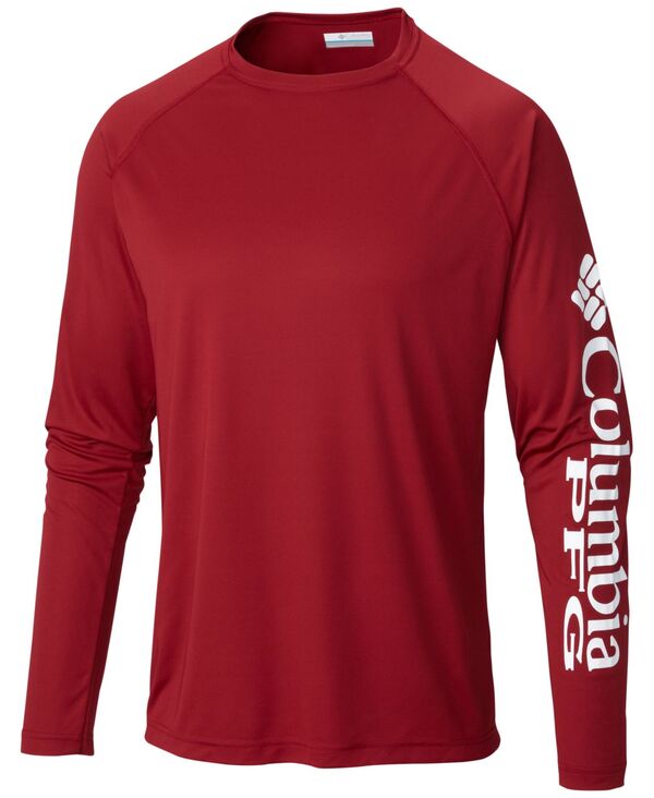 コロンビア メンズ トップス Tシャツ Columbia PFG Men's Terminal Tackle UPF 50 Quick Dry Shirt Beet/White logo ホワイト|ReVida 店