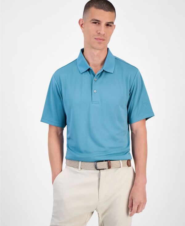 ピージーエーツアー メンズ トップス ポロシャツ メッシュ シャツ PGA TOUR Men's Airflux Solid Mesh Short Sleeve Golf Polo Shirt Brittany Blue ブルー
