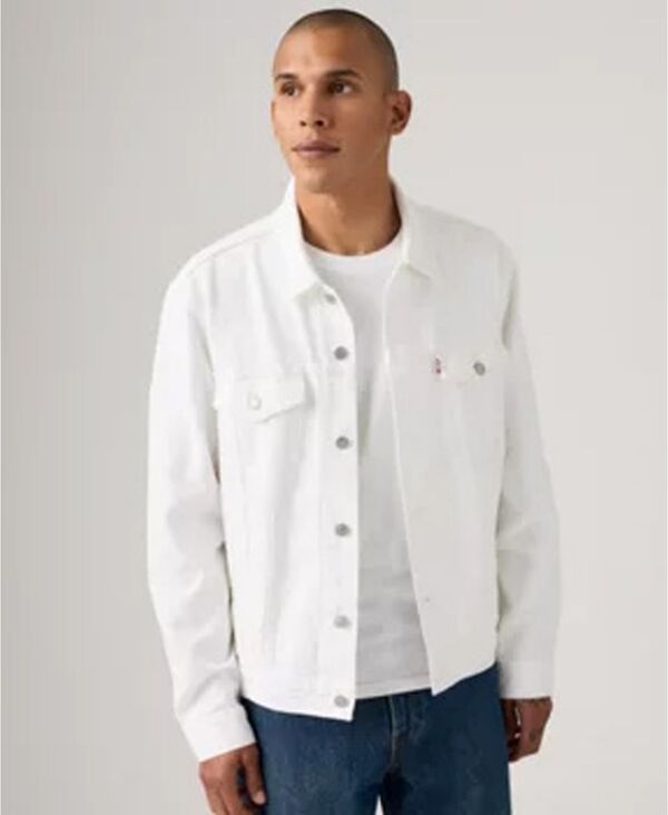 リーバイス メンズ アウター ジャケット・ブルゾン デニム Levi's Men's Regular-Fit Stretch Denim Trucker Jacket White Riverock ホワイト 14,336円