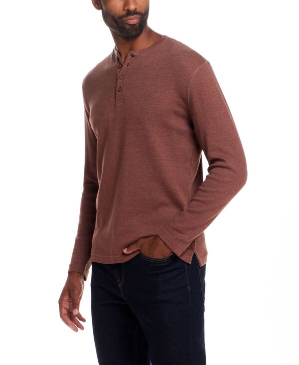 ウェザープルーフ メンズ トップス Tシャツ Weatherproof Vintage Men's Long Sleeved Waffle Henley T-shirt Cappuccino