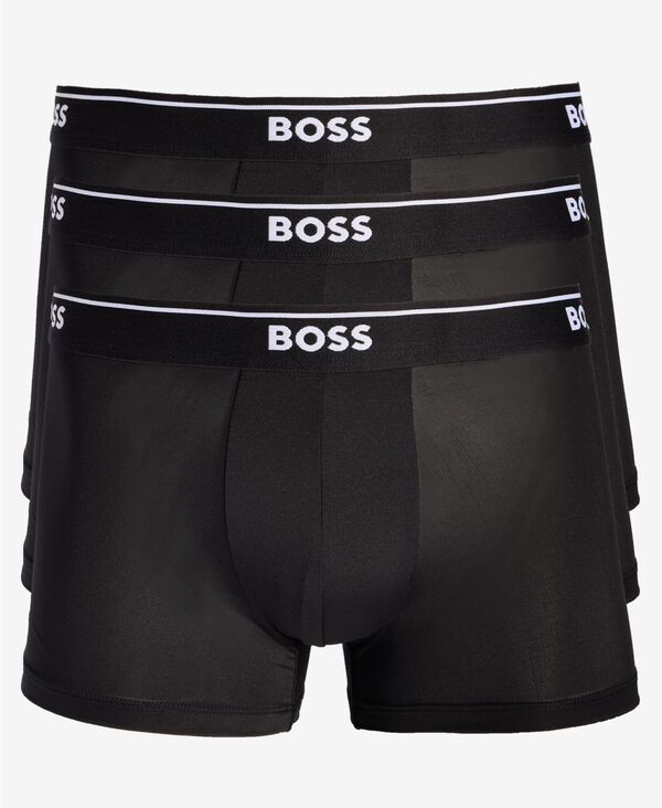 ヒューゴボス メンズ アンダーウェア ボクサーパンツ ロゴ Hugo Boss Men's 3-Pk. Logo Waistband Trunks Black ブラック｜ReVida 店