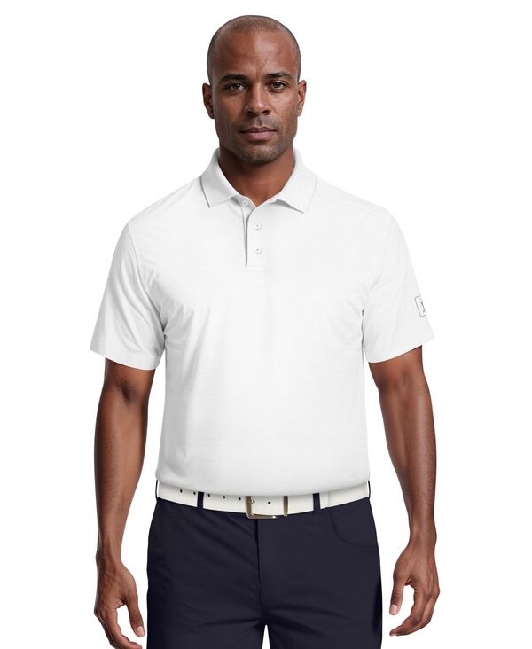 ピージーエーツアー メンズ トップス ポロシャツ PGA TOUR Men'solid Cooling Texture Polo Shirt Bright White ホワイト|ReVida 店