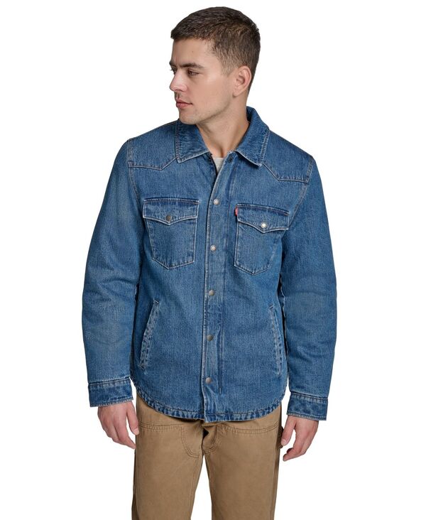 リーバイス メンズ アウター ジャケット・ブルゾン デニム Levi's Men's Denim Filled Shacket Medium Wash Denim デニム