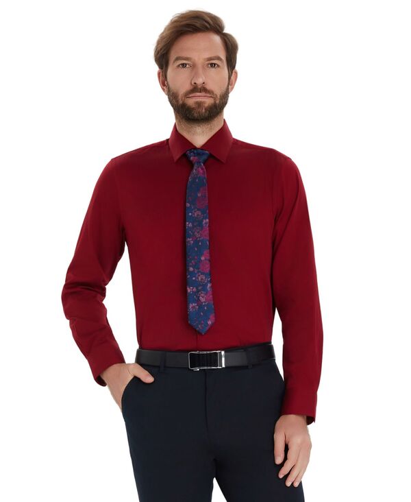 バースリー メンズ トップス シャツ Bar III Men'sateen Solidresshirt Red レッド