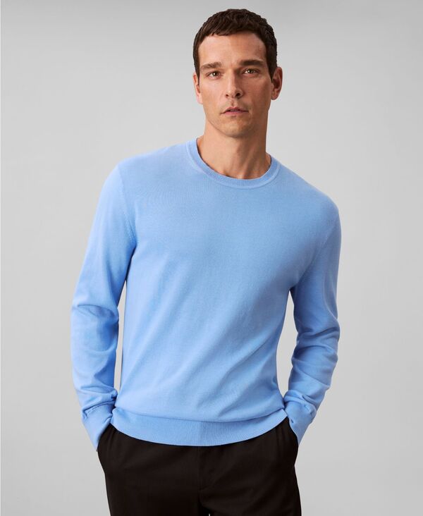 カルバンクライン メンズ アウター ニット・セーター クルーネック Calvin Klein Men'supima Crewneck Sweater Track Blue ブルー｜ReVida 店