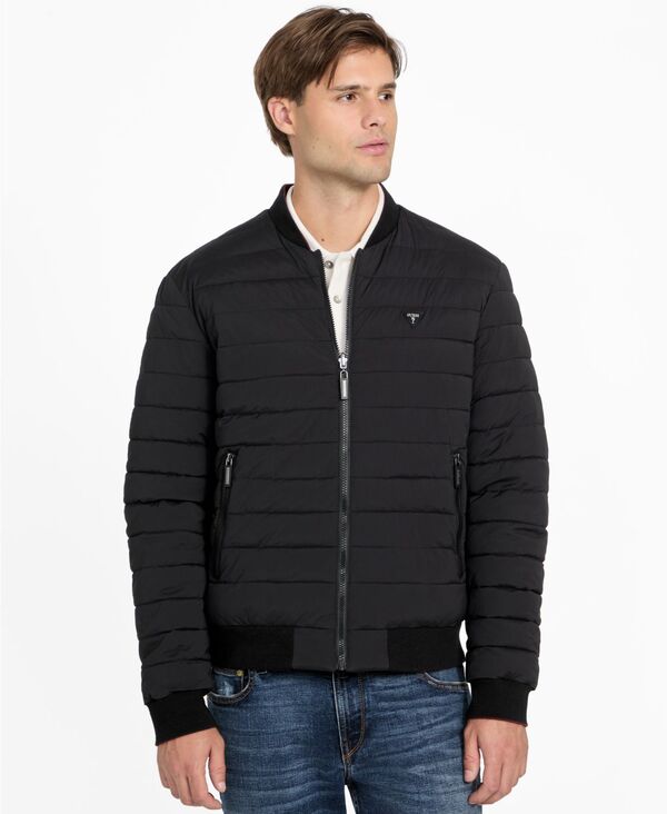 ゲス メンズ アウター ジャケット・ブルゾン キルティング GUESS Men's Quilted Reversible Bomber Jacket Jet Black ブラック
