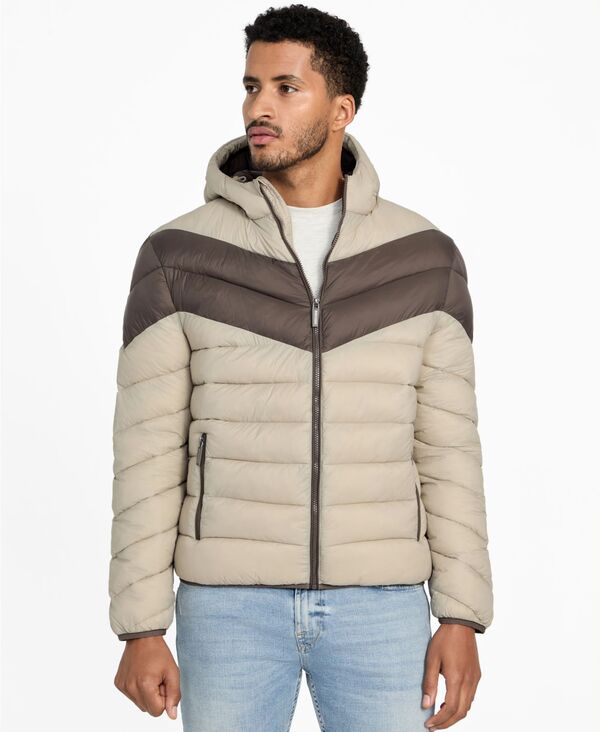 ゲス メンズ アウター ジャケット・ブルゾン GUESS Men's Color-Block Puffer Jacket Magnetic