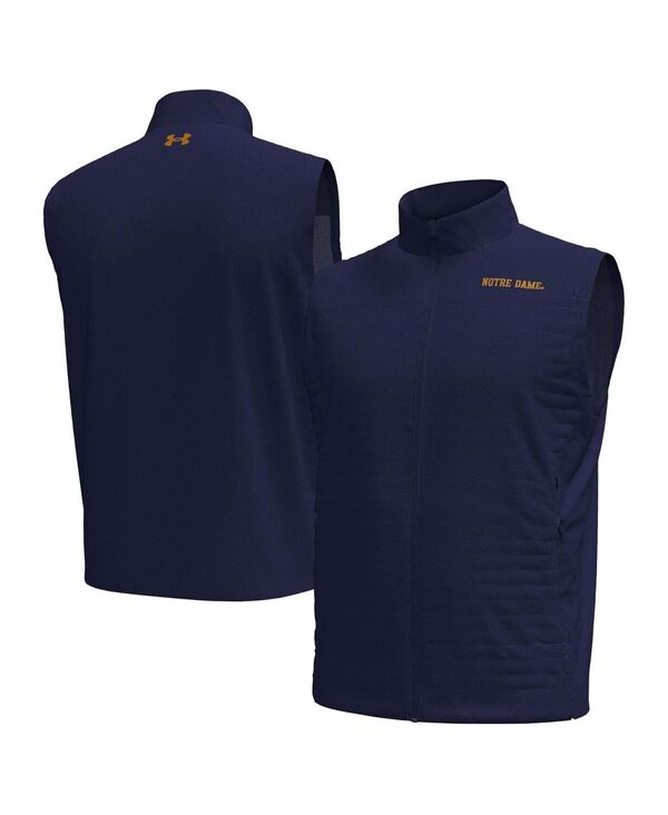 アンダーアーマー メンズ トップス ベスト セーター Under Armour Men Navy Notre Dame Fighting Irish Drive Pro Storm Full-Zip Sweater Vest Navy ネイビー
