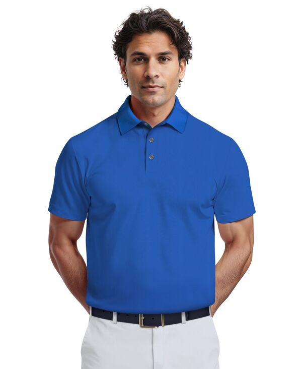 ピージーエーツアー メンズ トップス ポロシャツ メッシュ PGA TOUR Men's Airflux Solid Meshort Sleeve Golf Polo Shirt Indigo Bunting インディゴ