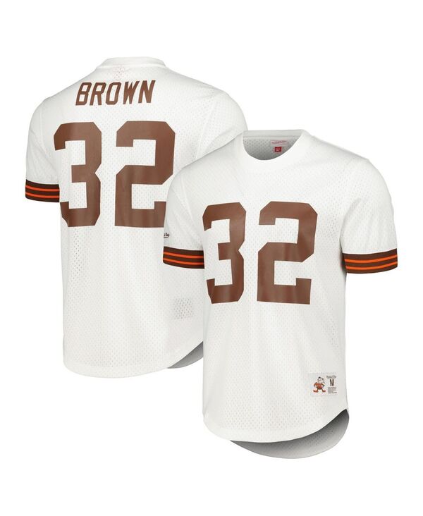 ミッチェル&ネス メンズ トップス シャツ メッシュ Mitchell & Ness Men's Jim Brown White Cleveland Browns Retired Player Name & Number Mesh Top White ホワイト