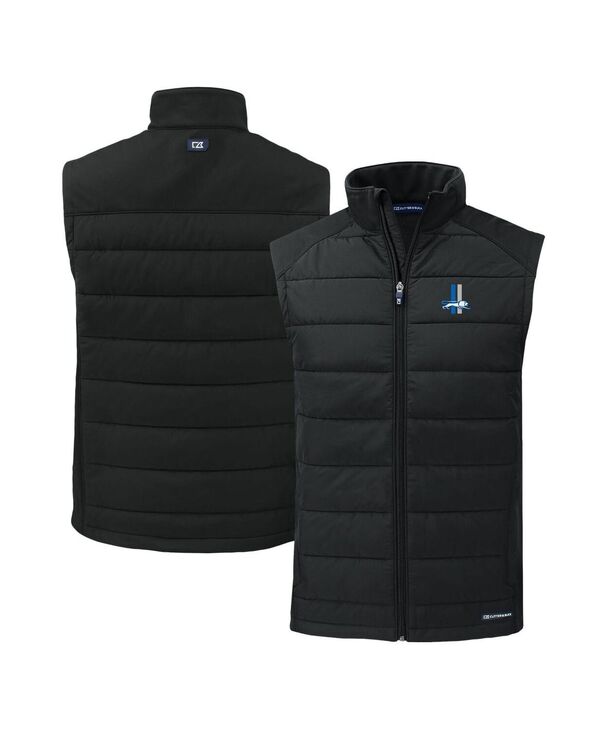 カッターアンドバック メンズ トップス ベスト Cutter & Buck Men's Black Detroit Lions Throwback Evoke Hybrid Eco Softshell Full-Zip Vest Black ブラック
