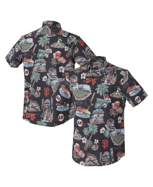 レインスプーナー メンズ トップス プルオーバー Reyn Spooner Men\u0027s Black San Francisco Giantscenic Tri-Blend Performance Button-Up Top Black 黒いこと