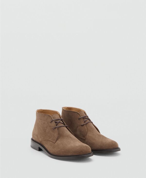 マンゴ メンズ シューズ ブーツ・レインブーツ スエード アンクル レザー MANGO Men'suede Leather Ankle Boots Medium Brown ブラウン｜ReVida 店