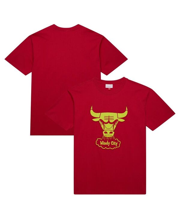 ミッチェル&ネス メンズ トップス Tシャツ Mitchell & Ness Men's Red Chicago Bulls Hardwood Classics Neonights Premium T-Shirt Red レッド