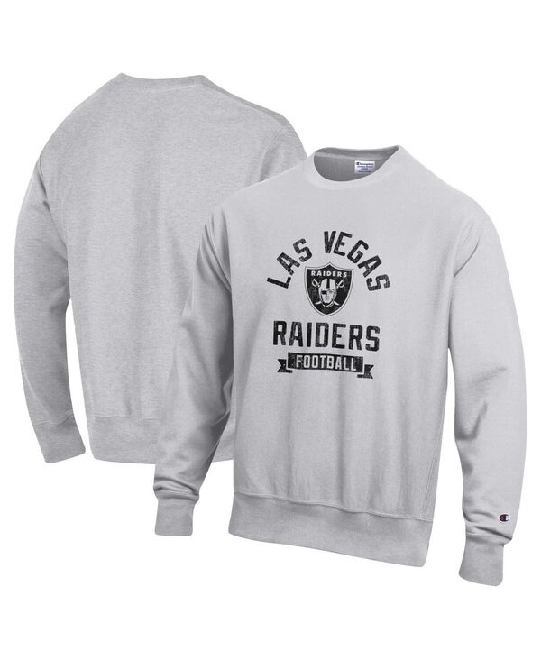はやりっ児 メンズ アウター パーカー・スウェット プルオーバー フリース Champion Men\u0027s Heather Gray Las Vegas Raiders Reverse Weave Fleece Pullover Sweatshirt Heather Gray 薄墨色