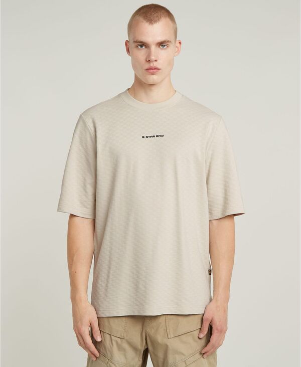 ジースター メンズ トップス Tシャツ 半袖 G-Staraw Men's Checquard Tweeter Short-Sleeve T-Shirt Beige ベージュ