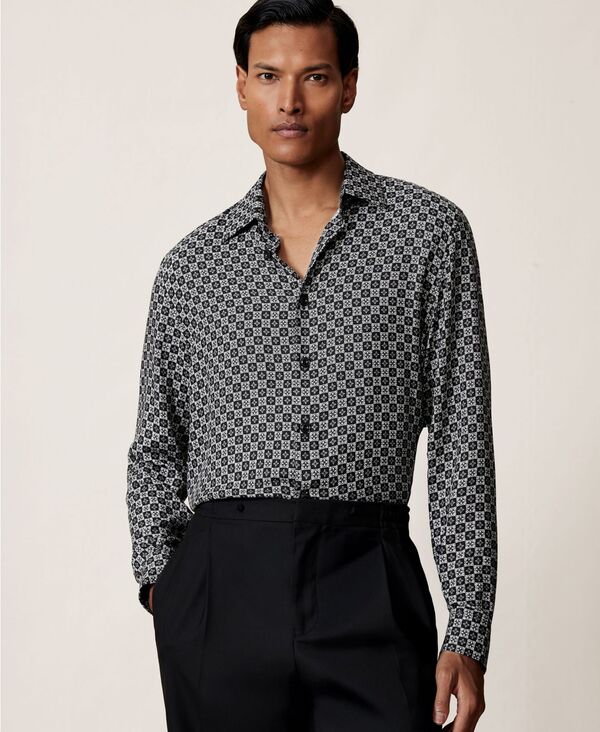 レイス メンズ トップス シャツ プリント 長袖 REISS Men's Medallion-Print Long-Sleeve Shirt Black ブラック