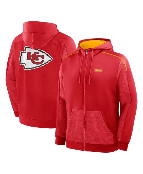 ファナティクス メンズ アウター パーカー・スウェット 落ちこむ Fanatics Men\u0027s Red Kansas City Chiefs Checkdown Pass Full-Zip Hoodie Red 赤いこと