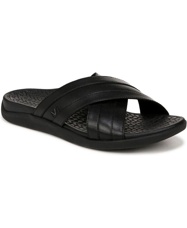 バイオニック メンズ シューズ サンダル Vionic Men\u0027s Tide Slide Sandals Black leather 黒いこと