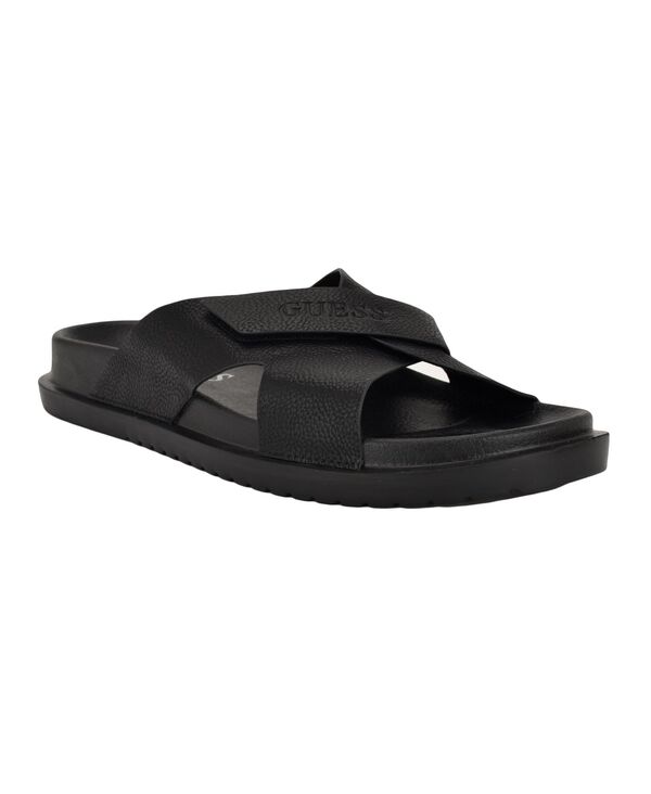 ゲス メンズ シューズ サンダル GUESS Men's Vaton Strap Detail Slip On Sandals Black ブラック
