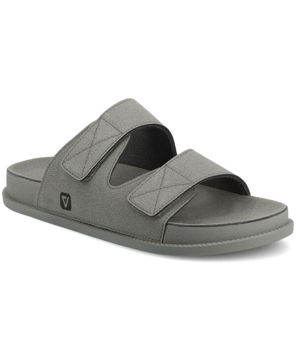バンス メンズ シューズ サンダル Vance Co. Men's Orlando Comfort Adjustable Strap Slide On Sandals Gray グレー｜ReVida 店