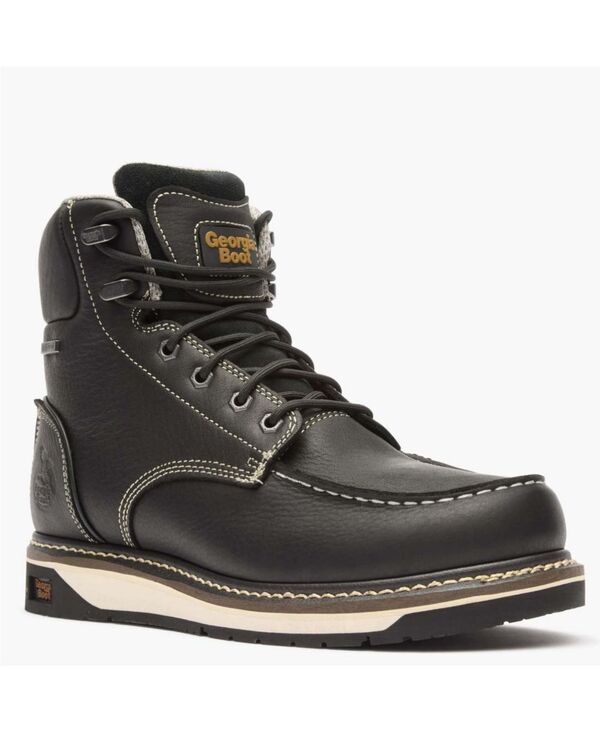 ジョージブーツ メンズ シューズ ブーツ・レインブーツ GEORGIA BOOT Men\u0027s AMP LT Wedge Waterproof Moc-Toe Work Boot Black 黒いこと