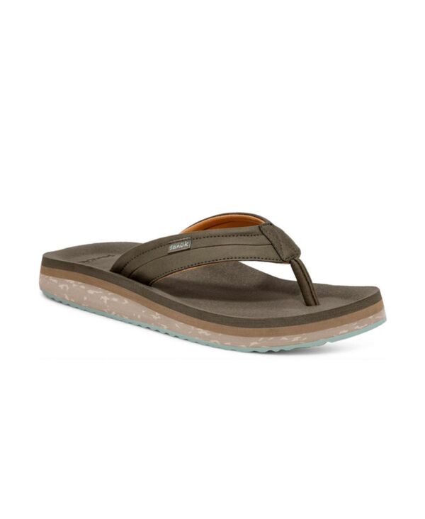 サヌーク メンズ シューズ サンダル Sanuk Men's M Tiderush Flip Flop Sandals Olive オリーブ