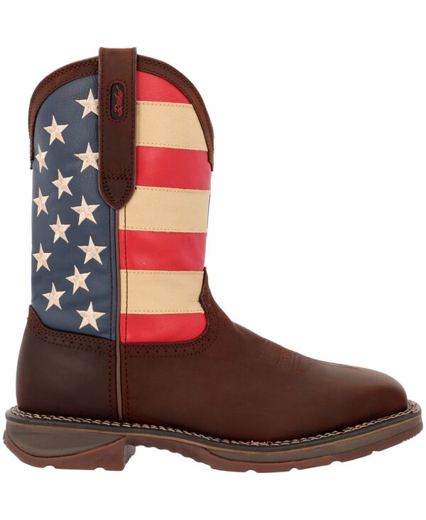 ドゥランゴ メンズ シューズ ブーツ・レインブーツ Tシャツ Durango Men's Workin' Rebel Patriotic Steel Toe Work Boot Dark brown and union flag ブラウン