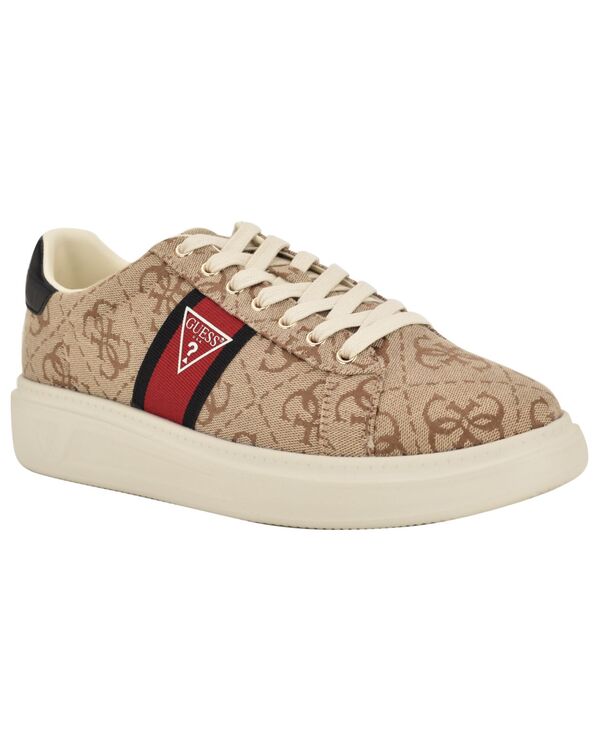 ゲス メンズ シューズ スニーカー レース GUESS Men's Caffen Branded Lace-Up Casual Sneakers Tan Logo Multi タン
