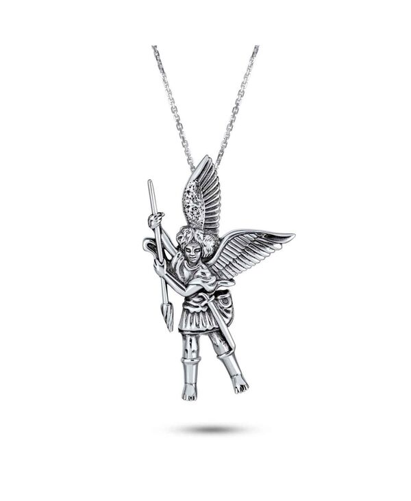 ブリング レディース アクセサリー ネックレス・チョーカー・ペンダントトップ レース Bling Jewelry Handcrafted Guardiangel Saint Michael Parton Of Military Police Security Pendant Necklace Sterling Silver シルバー