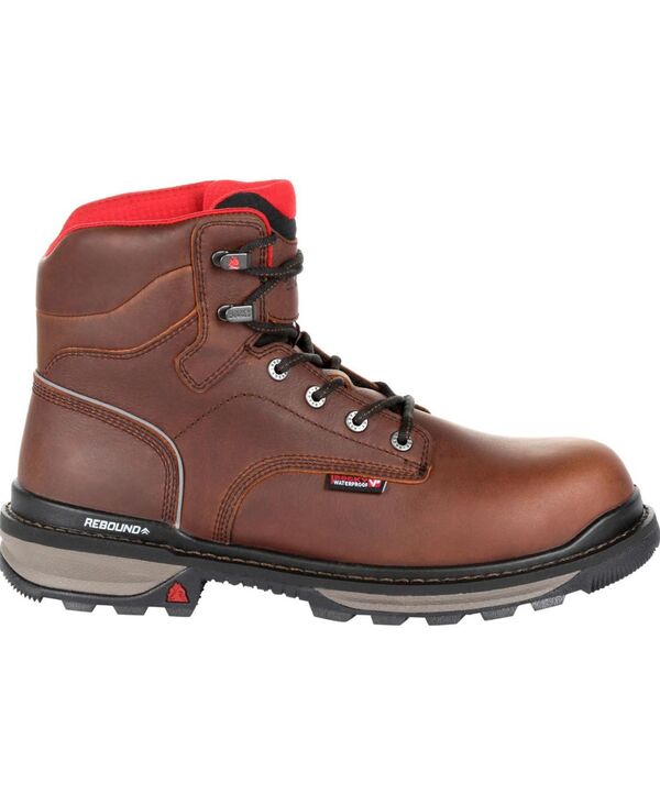 ロッキー メンズ シューズ ブーツ・レインブーツ ROCKY Men's Rams Horn Waterproof Work Boot Dark brown ブラウン|ReVida 店