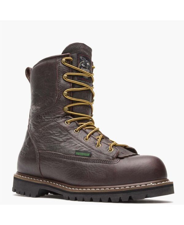 ジョージブーツ メンズ シューズ ブーツ・レインブーツ Tシャツ レース GEORGIA BOOT Men'steel Toe Waterproof Lace-To-Toe Work Boot Soggy brown ブラウン|ReVida 店