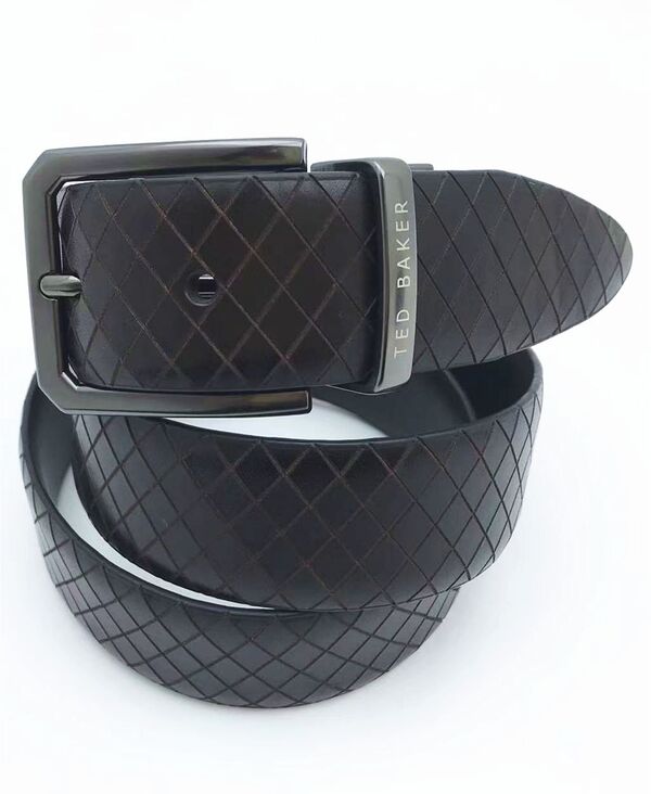 テッドベーカー メンズ 付属品 胴締め なめし革 Ted Baker Men\u0027s Embossed Reversibleather Belt Brown/Black 黒いこと