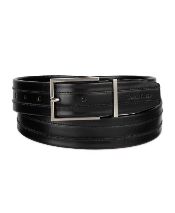 カルバンクライン メンズ アクセサリー ベルト レザー Calvin Klein Men'stripe Stitch Leather Dress Belt Black ブラック