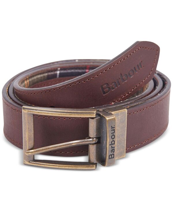 バブアー メンズ アクセサリー ベルト レザー Barbour Men's Reversible Tartan to Leather Belt Classic Tartan/brown ブラウン