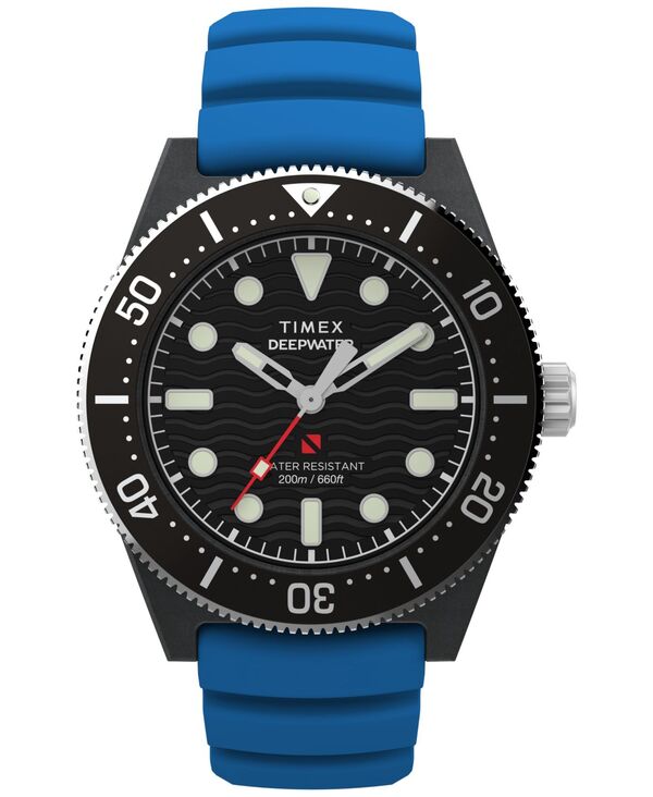 タイメックス メンズ アクセサリー 腕時計 Timex Men's Quartz Analog Blue Rubber Watch 43mm Blue ブルー