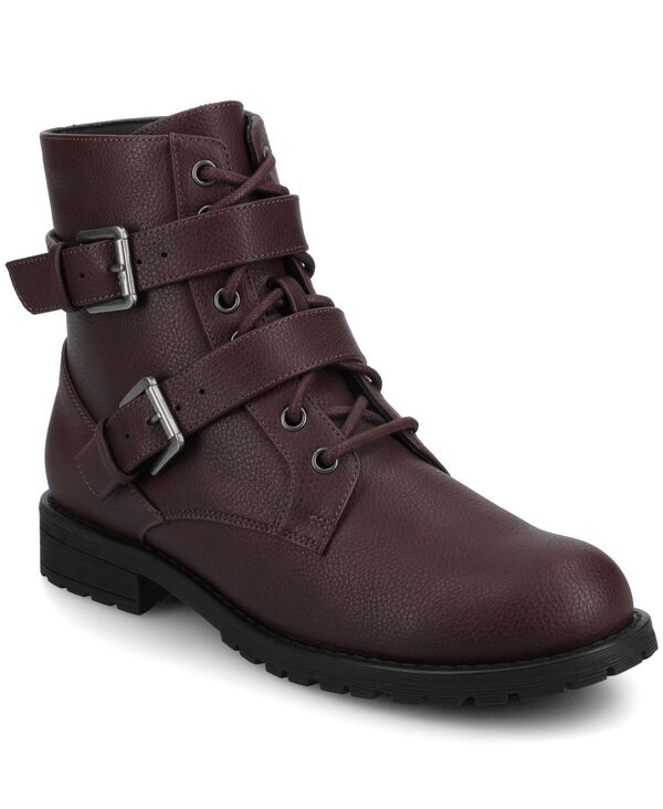ジュルネ コレクション レディース シューズ パンプス ブーツ レース Journee Collection Women's Juliah Lace Up Combat Booties Oxblood オックスブラッド画像