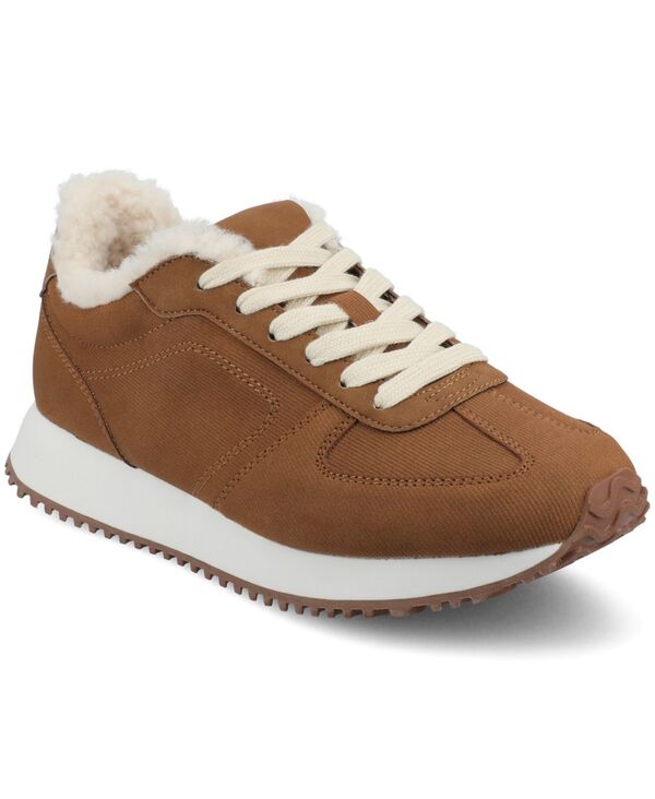 ジュルネ 寄せ合わせ レディース シューズ スニーカー スピード競技 Journee Collection Women\u0027s Flow Lace Up Sneakers Cognac