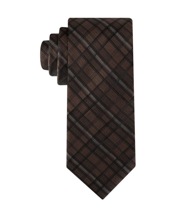 カルバンクライン メンズ アクセサリー ネクタイ Calvin Klein Men's Addison Plaid Tie Brown ブラウン