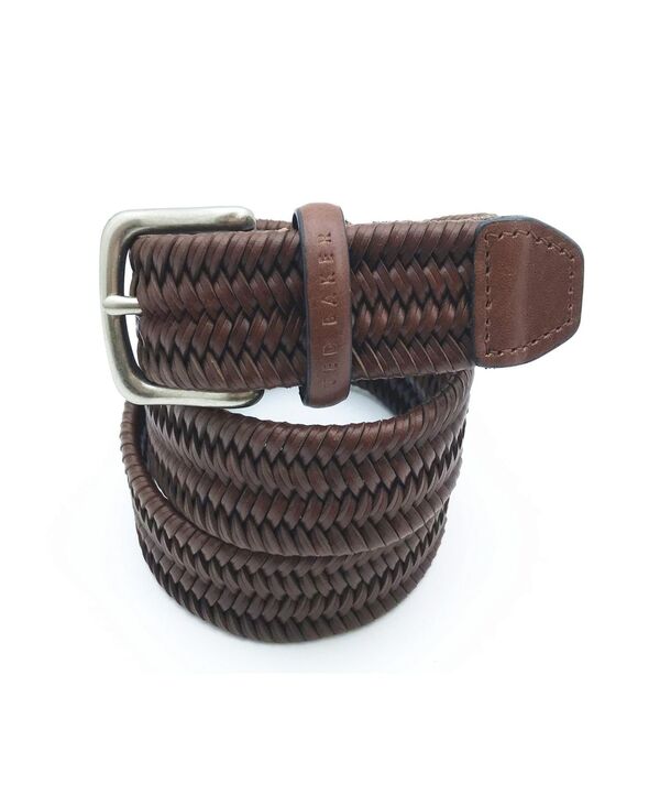 テッドベーカー メンズ 付属品 胴締め なめし革 Ted Baker Men\u0027s Dress Braided Leather Belt Brown 赤銅色