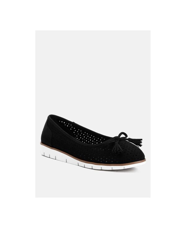 ロンドンラグ レディース シューズ パンプス レザー London Rag Womens Pacer Perforated Leather Ballerinas Black ブラック