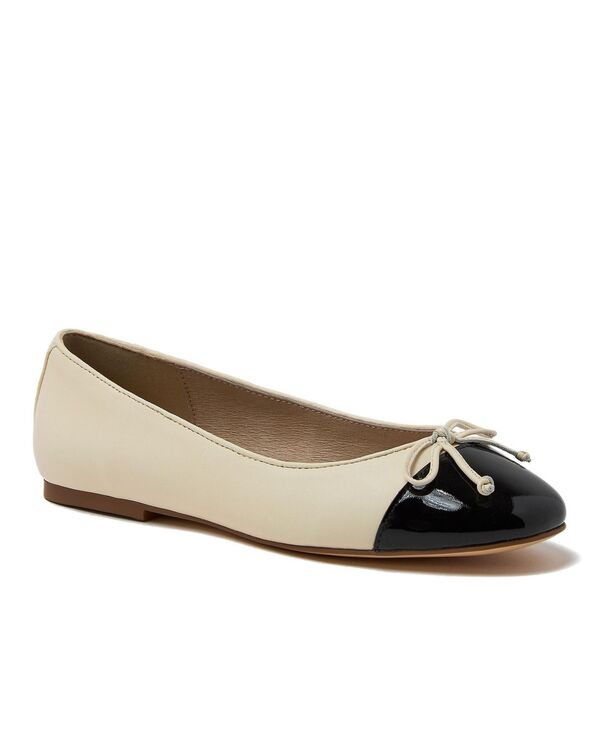 ランズエンド レディース シューズ パンプス キャップ レザー Lands' End Women's Essentialeather Cap Toe Ballet Flats Ivory/black アイボリー